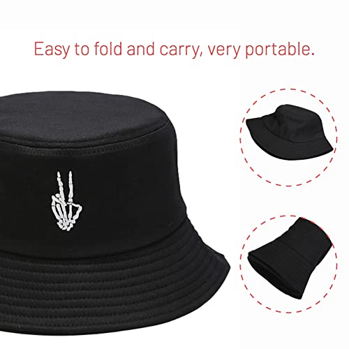 Image of Cotton Bucket Hat for Women Men Summer Travel Sun Beach Bucket Cap, Unisex Outdoor Fisherman Hat