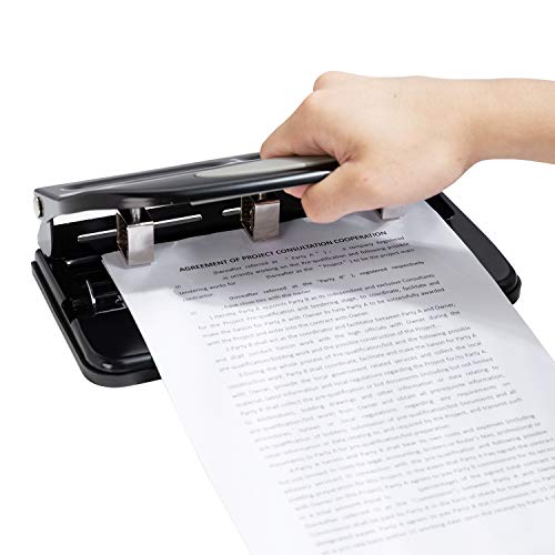 Amazon Basics 3 Hole Punch, Semi-Adjustable, 30 Sheet Capacity, Black #TOP3