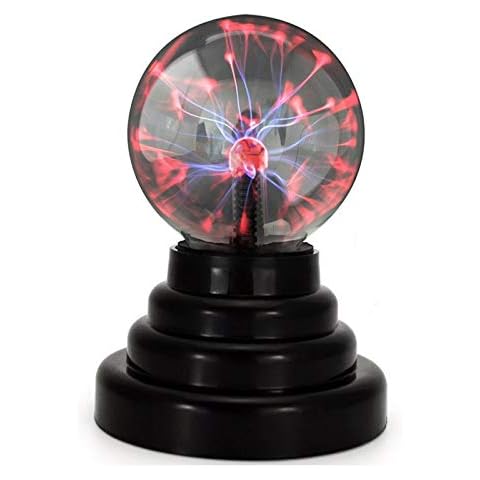 XuanMax Plasma Ball Lamp Touch Sensitive Magic Thunder Lightning Night Lights for Parties, Decorations, Kids, Bedroom, Home, Gifts - USB or Battery Powered - 3 Inches Cover