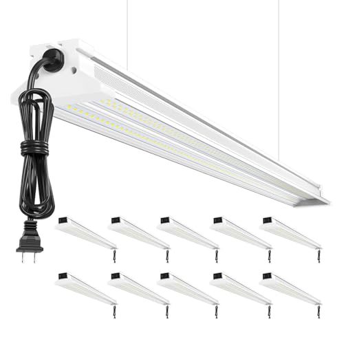 Image of Super Bright Upgrade 60W 4' LED Shop Lights 4FT 10 Pack Linkable 9000LM | 5000K 48 inch Ceiling Lighting LED Garage Lights With Plug in For Garage Lighting,Barns,Attics,Utility Room,Shed,Tool Room