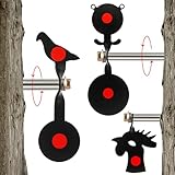 VioraWhite 3 Pcs BB Gun Target Set Metal Animal Silhouette Bear, Bird and Rooster Shape Steel Spinner Target for Rifle Airgun Slingshot Outdoor Backyard Hunting Shooting