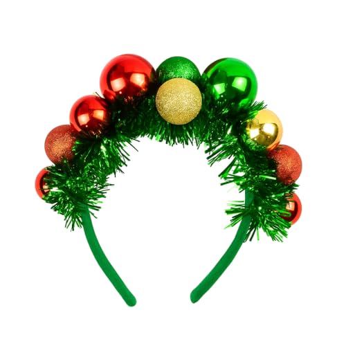 Christmas Balls Hairband Novelty Baubles Head Boppers Xmas Baubles Glitter Tassel Headband 10 Bauble Red Green Gold Cute Headwear For Women Festive Fancy Dress Parties Holiday Hair Accessories (1pc)