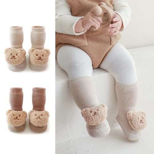 Cartoon Bear Baby Socks for 0-2Y Toddler Warm Floor Socks Boy Girl Unisex Socks Rubber Soles FirstWalker2