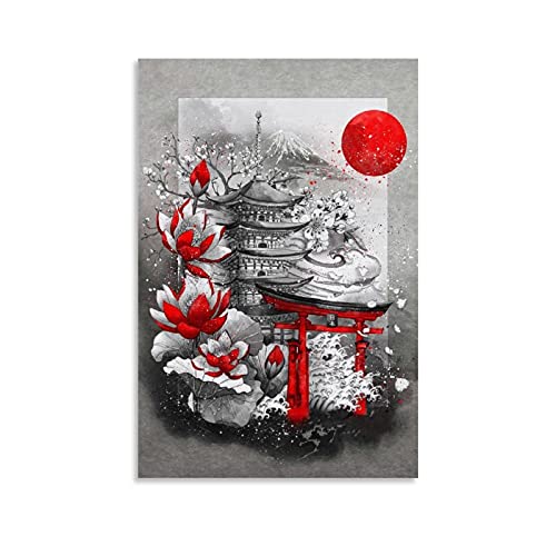 SMWY Japanese Arts DYJ Poster mural décoratif sur toile Nihon Japon Art mural moderne pour chambre à coucher 40 x 60 cm