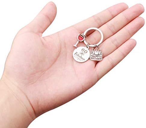 60th Birthday Keyring Keychain Gifts Presents with Black Jewelry Box for Women Men Wedding Anniversary or Birthday (60th)