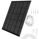 URAQT Solarpanel für Eufy kamera, 5W Kamera Solarpanel Kompatibel mit Eufycam, Solarmodul für Überwachungskamera Aussen Akku mit Micro USB-C Adapter, IP65 Wasserdicht, Verstellbarer Bügel