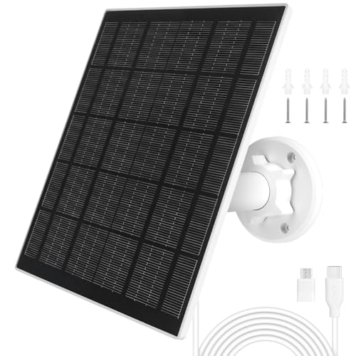 URAQT 5W Solar Panel for Eufy Camera, IP65 Waterproof, 3M /9.8ft Cable, Adjustable Mount, USB-C Port and Micro USB Adapter, Compatible with Eufycam 3/3C/2/2 Pro/2C/2C Pro/E/E20/E40/L20/L40