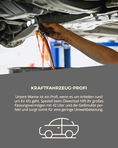 Kunststoffwanne 88 x 60 cm aus PP - Öl-Auffangwanne, Säuren- und laugenfeste Industriewanne, Plastikwanne mit 42 Liter Volumen