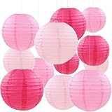 KESYOO 提灯 紙ちょうちん 夏 祭り ランタン 直径30CM お盆 祭り イベント パーティー 結婚式 誕生日 開業 DIY絵画 七夕飾り お祭り 景品 装飾（12個セット/ピンク）