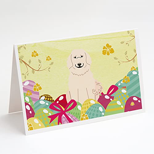 Caroline's Treasures BB6083GCA7P Easter Eggs Great Pyrenese Greeting Cards and Envelopes Pack of 8 Blank Cards with Envelopes Whimsical A7 Size 5x7 Blank Note Cards