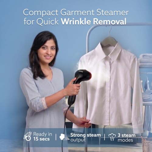 Image of Agaro Elite Garment Steamer - 1500W Steamer for Ironing Clothes - 25g /min, 3 Steam Modes, 100ml Tank, Compact & Lightweight, Travel Friendly, For All Fabric