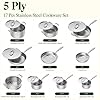 Umite Chef 17Pcs 5 Ply Clad Stainless Steel Cookware Set with Lids, Heavy Duty Pots and Pans Kitchen Set, Induction-Ready, Dual Aluminum Core for Even Heat, Cool Grip Handles, Dishwasher Safe #5