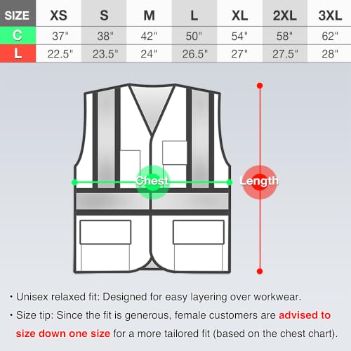 Image of KAYGO Reflective High Vis Safety Vest with Pockets for Men and Women KG0100 | Breathable Polyester Lightweight, Two-Tone, for Construction, Warehouse, Surveying, Cycling, Machine Washable