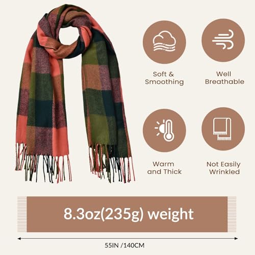 Clothirily Womens Winter Scarf, Fashion Cashmere Feel Plaid Scarfs for Women, Pashmina Shawls and Wraps, Long Blanket Scarf