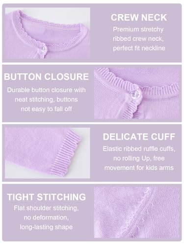 Image of Miipat Toddler Girls Cardigan Long Sleeve Bolero Shrug Kids Knit Sweater Cover Up Button Closure Cropped Tops