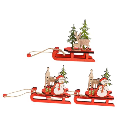 Traîneau en bois de Noël FCXDMY (lot de 3 pièces) pour déco murale et sapin