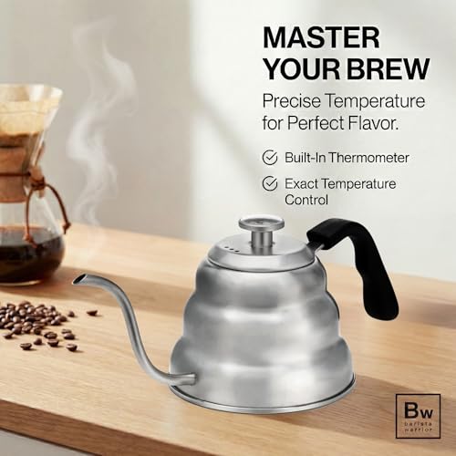 Image of Barista Warrior Gooseneck Kettle, 1L Pour Over Kettle, Stainless Steel