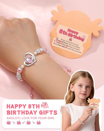 Axolotl Birthday Gifts for Girls 8-10 Years Old, Happy Birthday Bracelet for Daughter, Granddaughter, Niece2