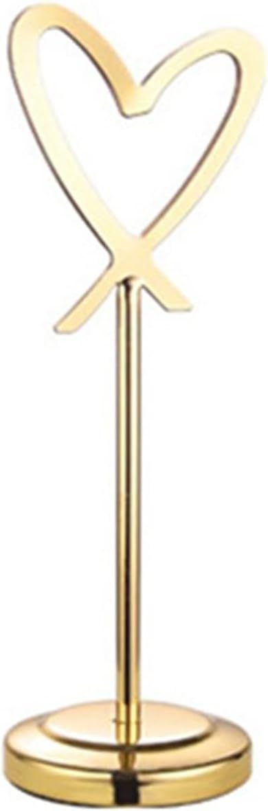 10pcs Table Number Holder, Stainless Steel Picture Clips Stand, for Food Signs, Memos(Round Gold,6 inch)