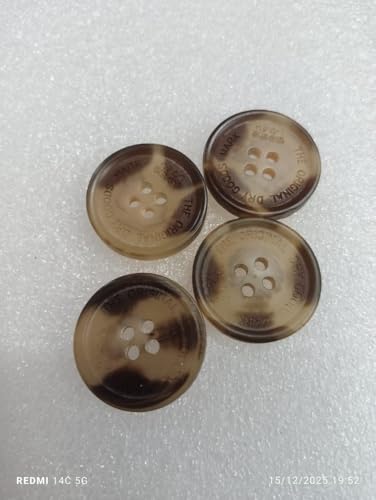 Image of Resin Buttons, 4 Holes, Brown Tortoise Shell Pattern, 23mm, Sewing Craft Supplies (100 pcs Packet)