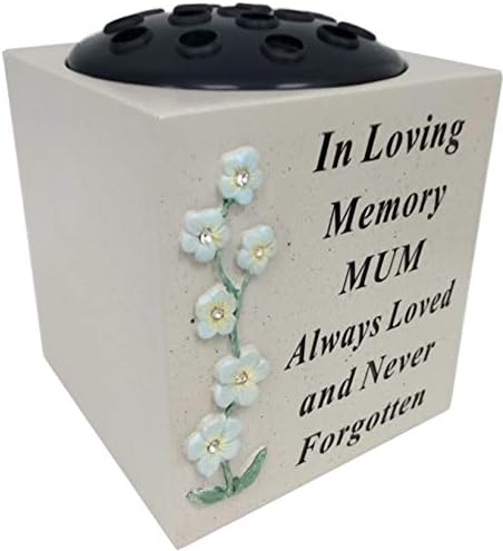 David Fischhoff Mum Black and Gold Grave Memorial Rose Bowl, Weatherproof - for Graveside Flower Arrangements, 14 X 15 Cm