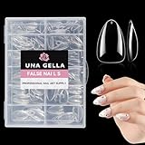 UNA GELLA Short Almond Nail Tips Pre-shape Short Almond Gel Nail Tips 216pcs Press on Nails 12 Sizes Soft Gel Acrylic Clear Fake Full Cover for Nails Extension Home DIY Salon