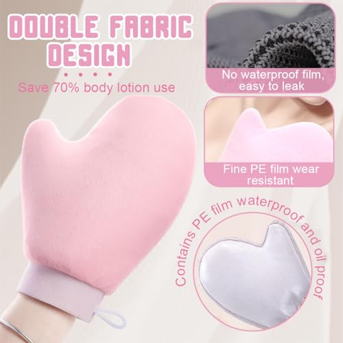 QOWUXHZ 2 Piezas Guante Autobronceador Corporal Doble Cara Manopla Autobronceador Mitt Para Crema Autobronceadora Cuerpo Con 1 Aplicadores De Loción Trasera Para La Espalda (Rosa) - imagen 4