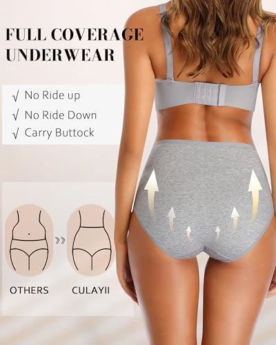 Image of CULAYII Tummy Control Underwear Womens High Waisted Cotton Panties Breathable Full Coverage Postpartum Ladies Briefs