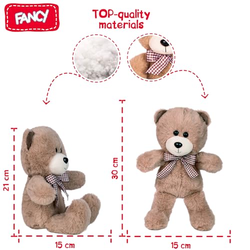 FANCY Plüschtier Teddybär Braun 21 cm Teddy Kuscheltier Bär Plüsch Stofftier Süß Plush lustige Geschenk für Kinder und Erwachsene, Mädchen und Jungen