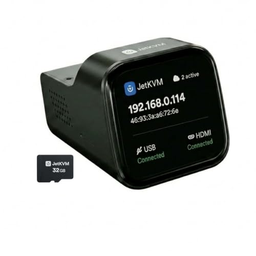 JetKVM Remote Jet KVM über IP Ethernet Netzwerk mit geringer Latenz (IPKVM) 1080p@60fps Touchscreen-LCD TF-Kartenleser HDMI-USB-C-Erweiterungsanschluss für ATX-Gleichstromversorgung