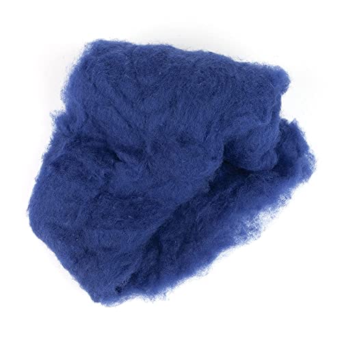 Image of Desert Breeze Distributing Maori Wool Carded Batting, 100% Natural New Zealand Wool Made by DHG in Italy for Needle Felting, 3.5 OZ, 27 Micron, Color Evening Blue