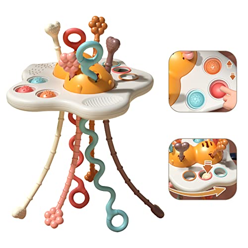 Image of LZZAPJ Montessori Toys for 1 Year Old, Sensory Toys for Toddlers 1-3, Infant Pull String Car Seat Toys for Travel, Baby Teething Toy First Birthday Gift for Boys Girls Aged 6, 9, 12, 18 Months.