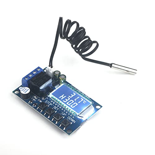 Taikuwu Controlador de termostato electrónico, DC 6-30V 24V LCD Digital Placa de control de temperatura 50~110℃ Módulo de interruptor de control de temperatura con sonda de sensor impermeable Cover