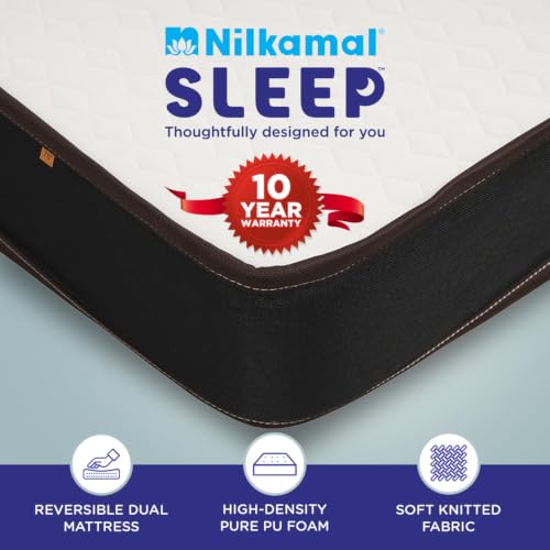 Image of Nilkamal SLEEP Lite Dual Comfort 4 Inch Mattress | 10 Year Warranty | Reversible Design | Soft & Firm Sides | Superior HD Foam | Breathable Knitted Fabric | Bed Mattress | Queen Size (78 x 60 x 4)