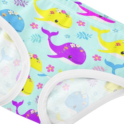 Cute Whale Flowers Floral Blue Toddler Girls's Underwear 2T 23018874