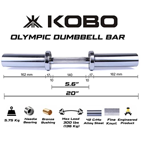 Image of Kobo Olympic Dumbbell Rod Adjustable for 50 mm Olympic Plates (1 PAIR) (IMPORTED)