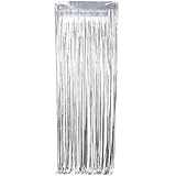 Rhode Island Novelty Metallic Silver Foil Fringe Curtains (1 Piece)
