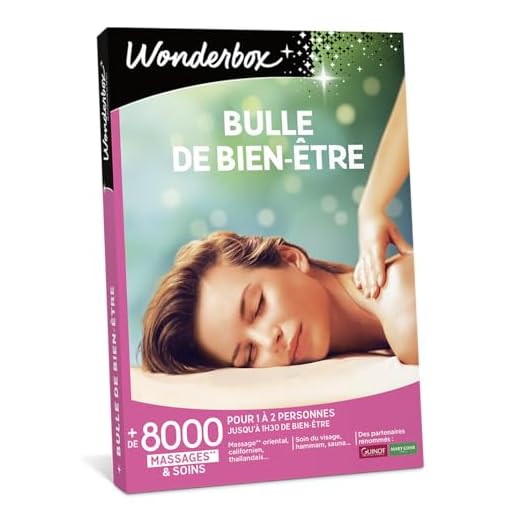 Wonderbox – Coffret cadeau - BULLE DE BIEN ETRE – 8000 massages californiens, soins du visage, modelage thaïlandais, gommage du corps, hammam, bain aux huiles pour 1 à 2 personnes