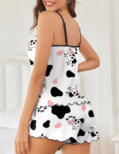 Image of Ekouaer Womens Cami Pajama Set Cute Printed Camisole Shorts Sleepwear | Tank Top and Shorts Lounge Set Soft Pjs for Daily Wear, Home, Party or Date Nights