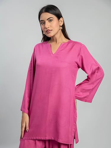 Image of Womens Rayon Solid Straight Kurta Farshi Salwar Set