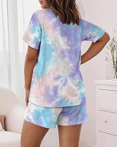 Image of CHICME Pajamas Set for Women 2 Piece Pjs Lounge Set Soft Short Sleeve Tops and Sleep Shorts with Pocket