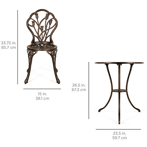 Best Choice Products FBA_SKY1693 3-Piece Outdoor Rust-Resistant Cast Aluminum Patio Bistro Set W/Tulip Design thumb #6