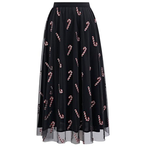Jupe midi en tulle canne à sucre d'orge avec taille haute extensible
