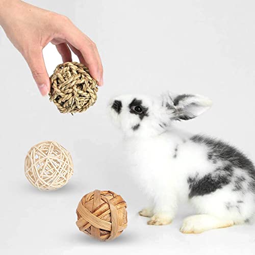 Vczone Bunny Chew Toys, Rabbit Pet Tooth Chew Toys Organic Natural Apple Wood Grass Cake Ideal For Bunny, Chinchilla, Guinea Pigs, Hamsters Teeth Grinding (9 Pack) #TOP2
