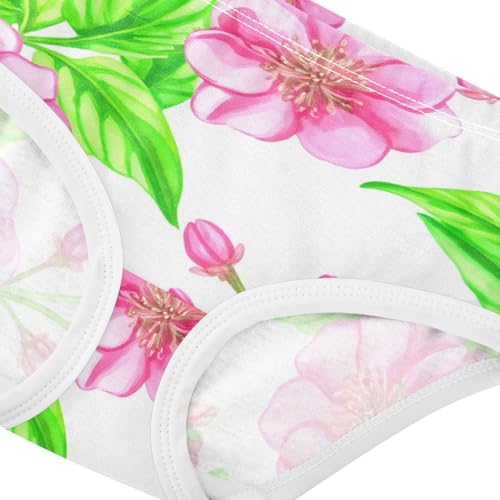 Pink Cherry Blossom Flower Green Toddler Underwear Custom 2t Cotton Little Girl Panties Fun Underpants Briefs4