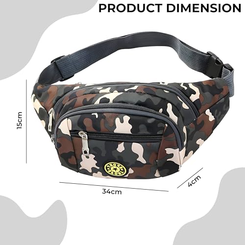 Image of Kraptick Premium Waist Bag for Men and Women - Stylish Fanny Bag, Hip Bag, Travel Money Belt (Camouflage Green)