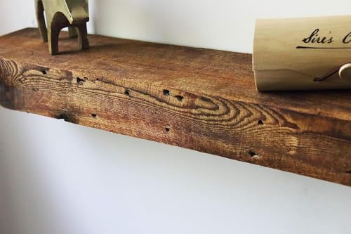 Modern Timber Craft Reclaimed Wood Fireplace Mantel Shelf | Solid Rustic American Barnwood with...