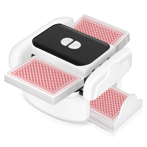 Automatic Card Shuffler for 1-2 Decks, One-Click Shuffling and Manual Mode, Portable Rechargeable (2600mAh) – Compatible with Poker, UNO, Bridge, Spades, Card Games for Adults & Family