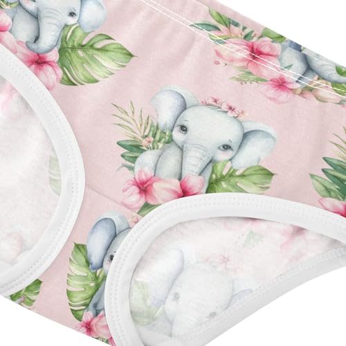 Joisal Toddlers Underwear Floral 2t Cotton Cute Panties Girl Bright Briefs Girls Undies Cute Elephants Flowers Pink4