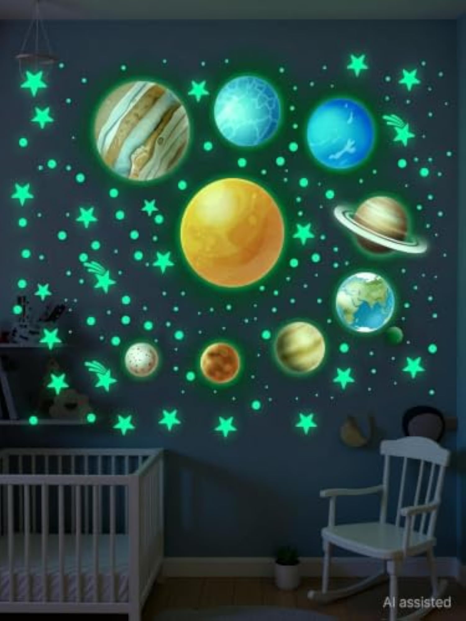 Glow in The Dark Star & Moon Wall Stickers, Celestial Decor
